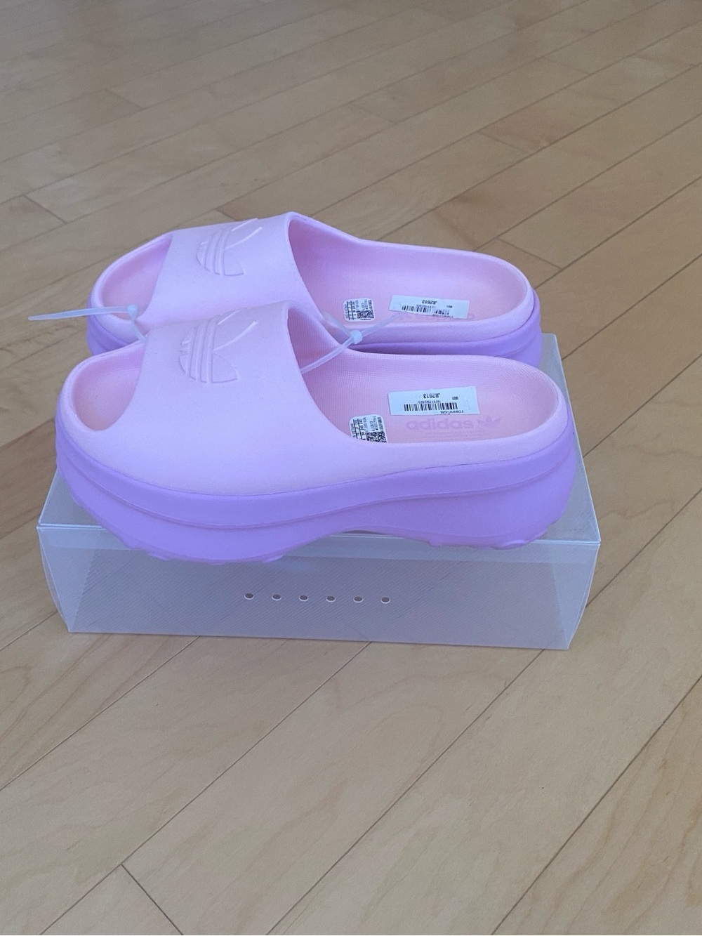 NEW Adidas Adifom Pink Chunky Two Tone Platform Slide Mules - Picture 9 of 9